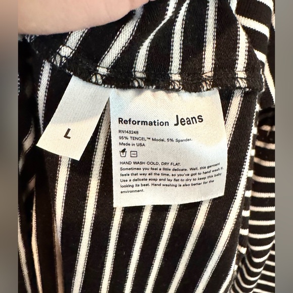 Reformation Jeans Nadine Minidress Womens Sz Large Black White Stripes - Picture 5 of 11